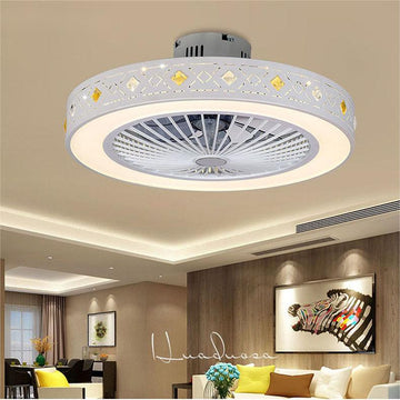 Modern LED Ceiling Fan with Light – Quiet Flush Mount Fan Lamp